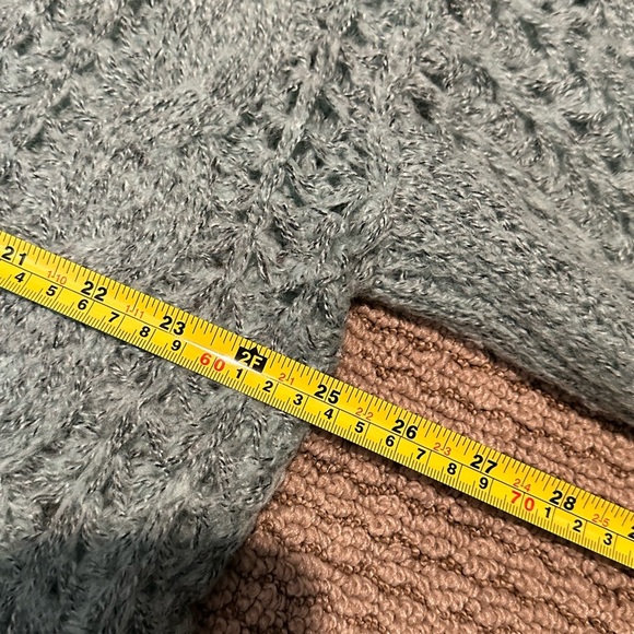 A76 Forever 21+ Open Knit Pullover Sweater Sz 2X Aqua Blue V-Neck Cozy Soft - Picture 5 of 6